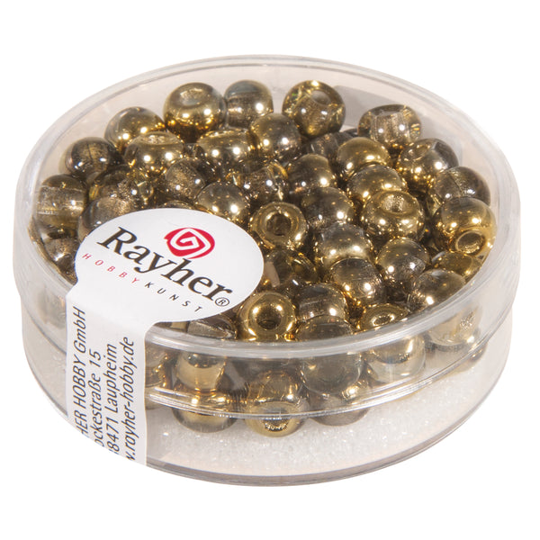 Rocailles Perlen mit Großloch, gold metallic, 5,5mm, 80 Stück