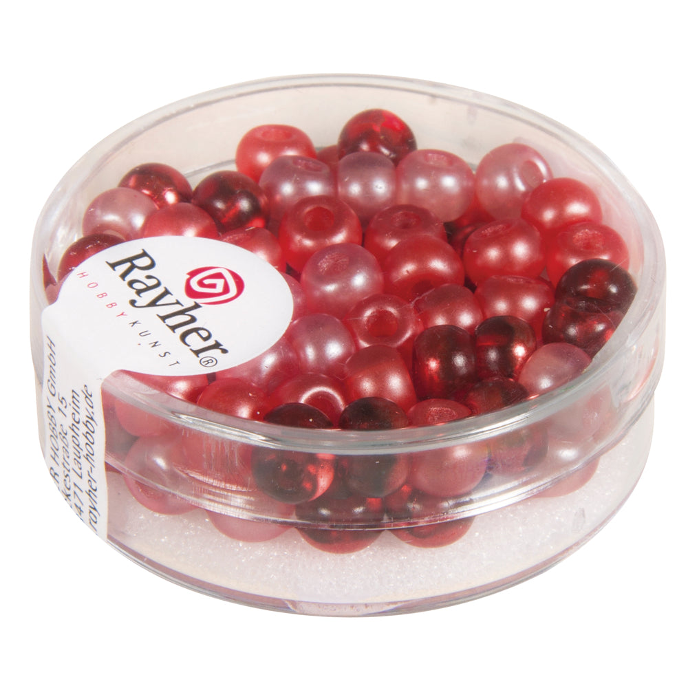 Rocailles Perlen Großloch rot Mix 5,5mm 80 Stück