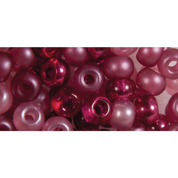 Rocailles Perlen Großloch pink rosa Mix 5,5mm 80 Stück / Dose