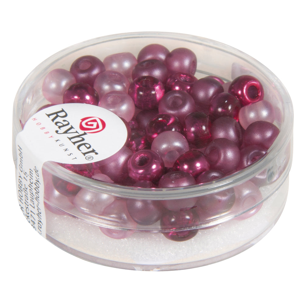 Rocailles Perlen Großloch pink rosa Mix 5,5mm 80 Stück / Dose