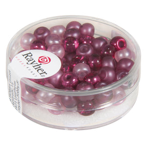 Rocailles Perlen Großloch pink rosa Mix 5,5mm 80 Stück / Dose