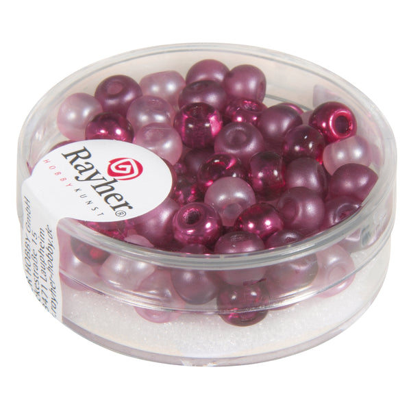 Rocailles Perlen Großloch pink rosa Mix 5,5mm 80 Stück / Dose