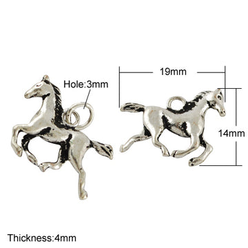 Metallanhänger Pferd, 14x19x4 mm, antiksilber, pro Stück