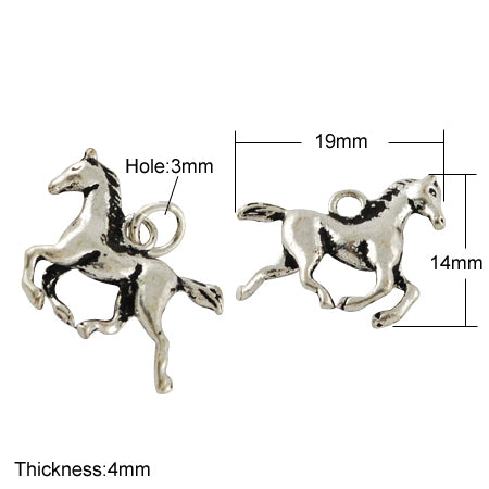 Metallanhänger Pferd antiksilber 14x19x4mm 1 Stück