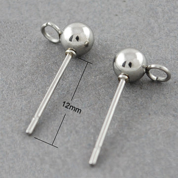 Ohrstecker mit Kugel und Öse Edelstahl 304, anlaufgeschützt, 4 mm