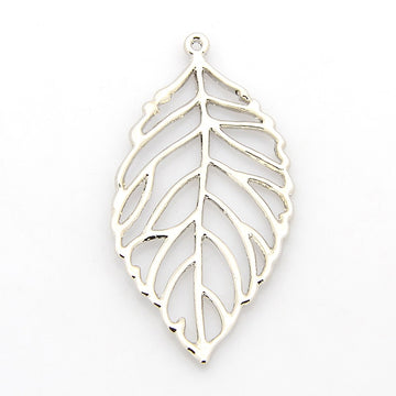 Blatt Metallanhänger filigran silber 51x26x2 mm per Stück