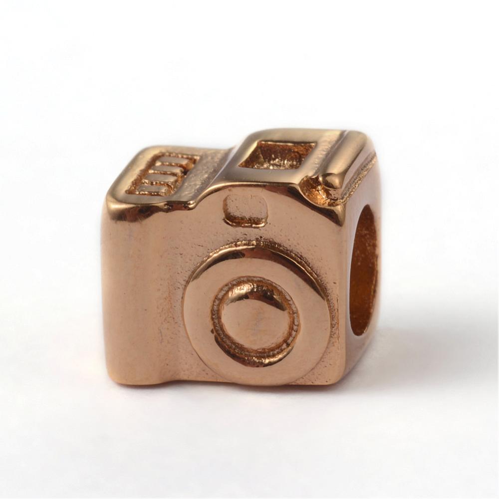 Großlochperle Kamera, Edelstahl 316, 10x9x8mm, pro Stück