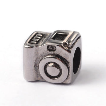 Großlochperle Kamera, Edelstahl 316, 10x9x8mm, pro Stück