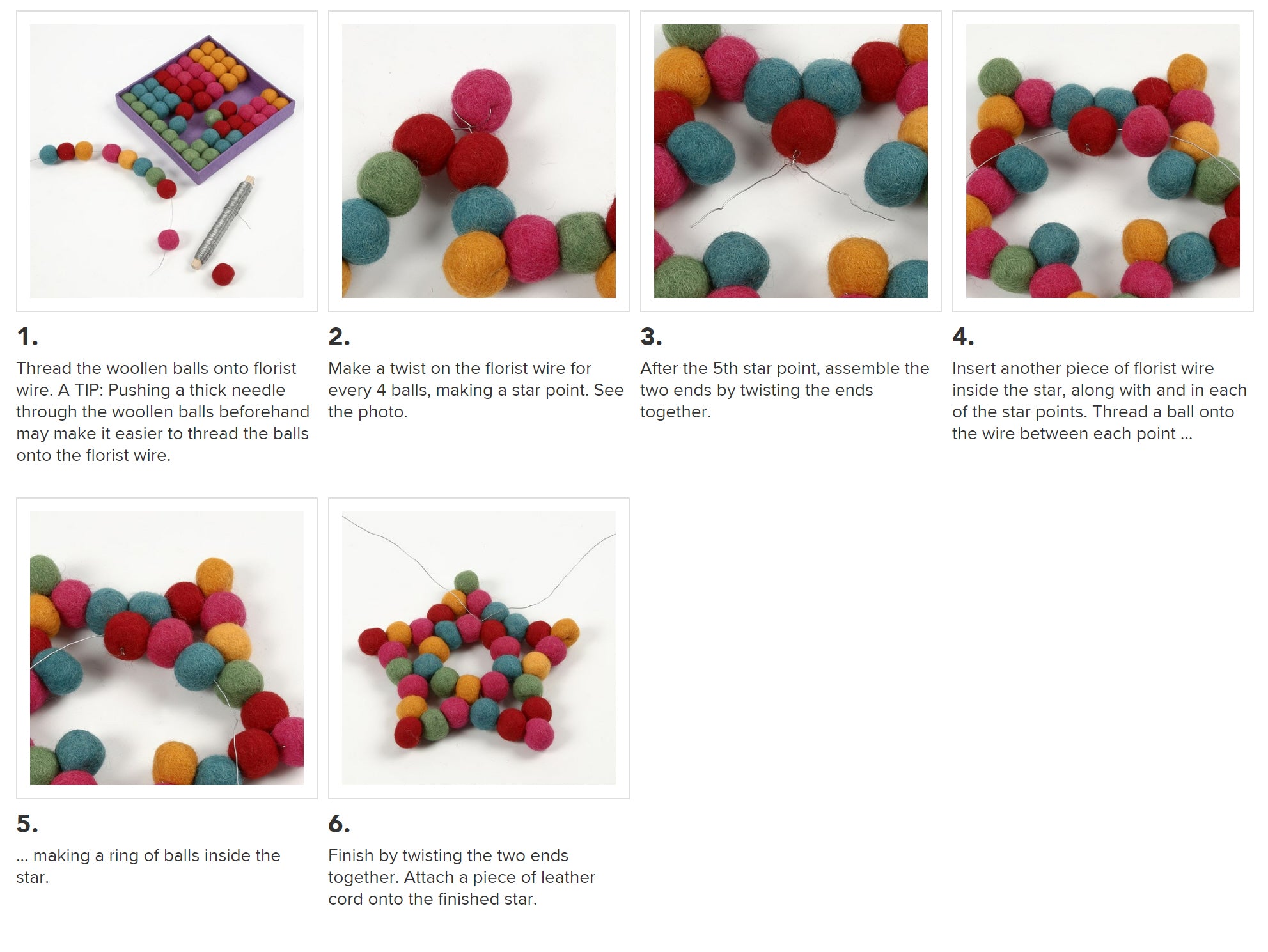 Filzkugeln bunt gemischt 20mm 64 Stück