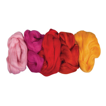Filzwolle Set reine Schurwolle Nass- & Trockenfilzen Sommermischung 5 Farben à 25g Btl 125g,
