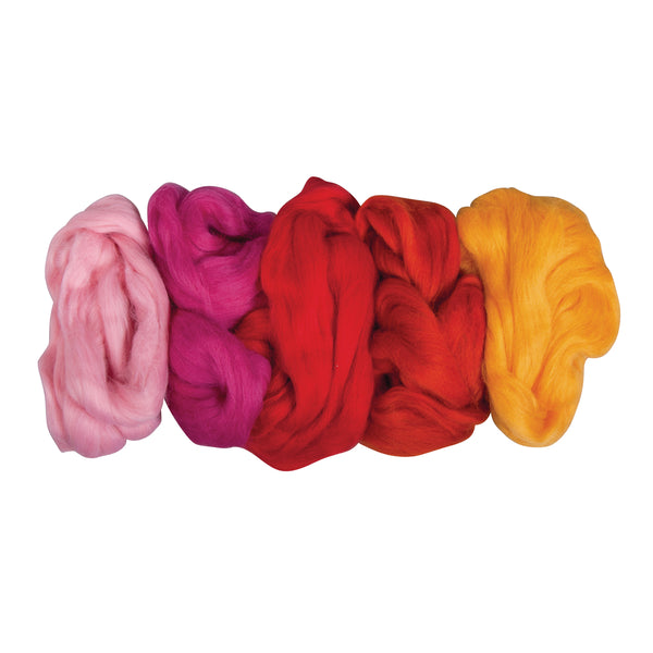 Filzwolle Set reine Schurwolle Nass- & Trockenfilzen Sommermischung 5 Farben à 25g Btl 125g,