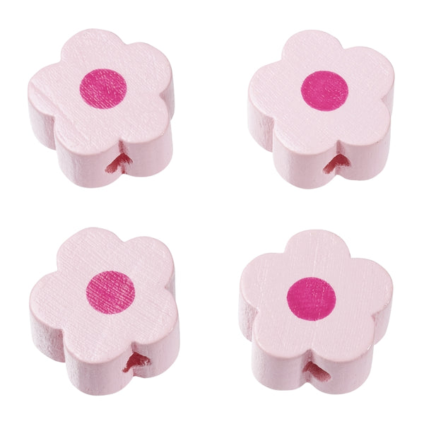 Schnulli Blümchen Holzperlen 16x8mm 4 Stück / Packung 13 verschiedene Farben