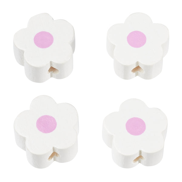 Schnulli Blümchen Holzperlen 16x8mm 4 Stück / Packung 13 verschiedene Farben