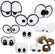 Kunststoff Sicherheitsaugen mit Ansteckvorrichtung  schwarz-weiß 2-3cm 9 Augenpaare/Set