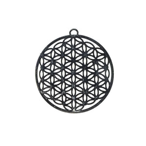 Metallanhänger Blume des Lebens silberfärbig 31mm