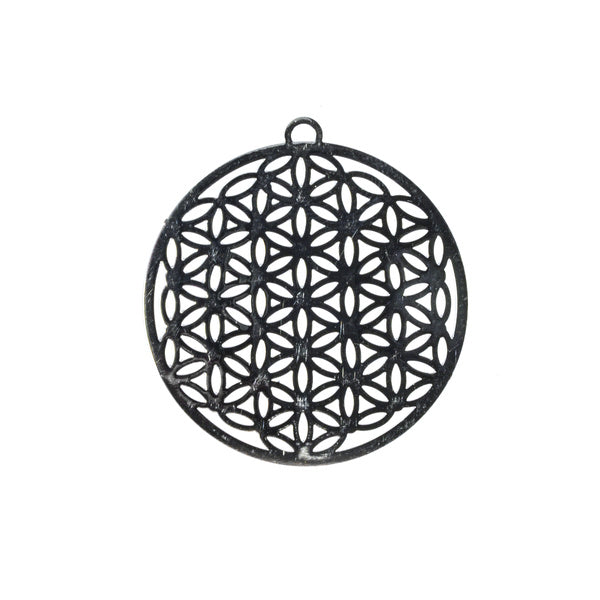 Metallanhänger Blume des Lebens silberfärbig 31mm