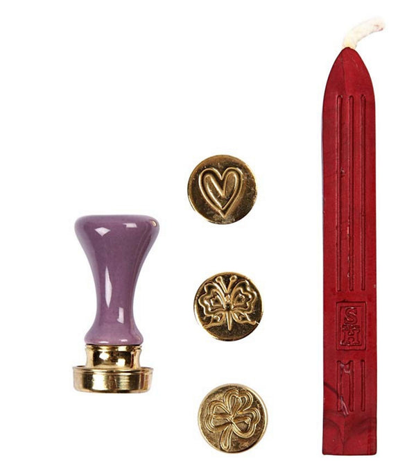 Siegel-Set Ziersiegel, D: 18 mm, Herz, Klee, Schmetterling, 1Set
