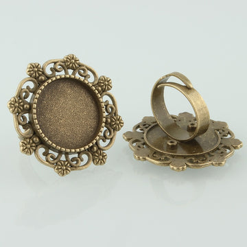 Ringschiene Modellierkessel rund 18mm, antikmessing, Filigranrand, per Stück, Vintage, Trachtenschmuck, Fingerring,