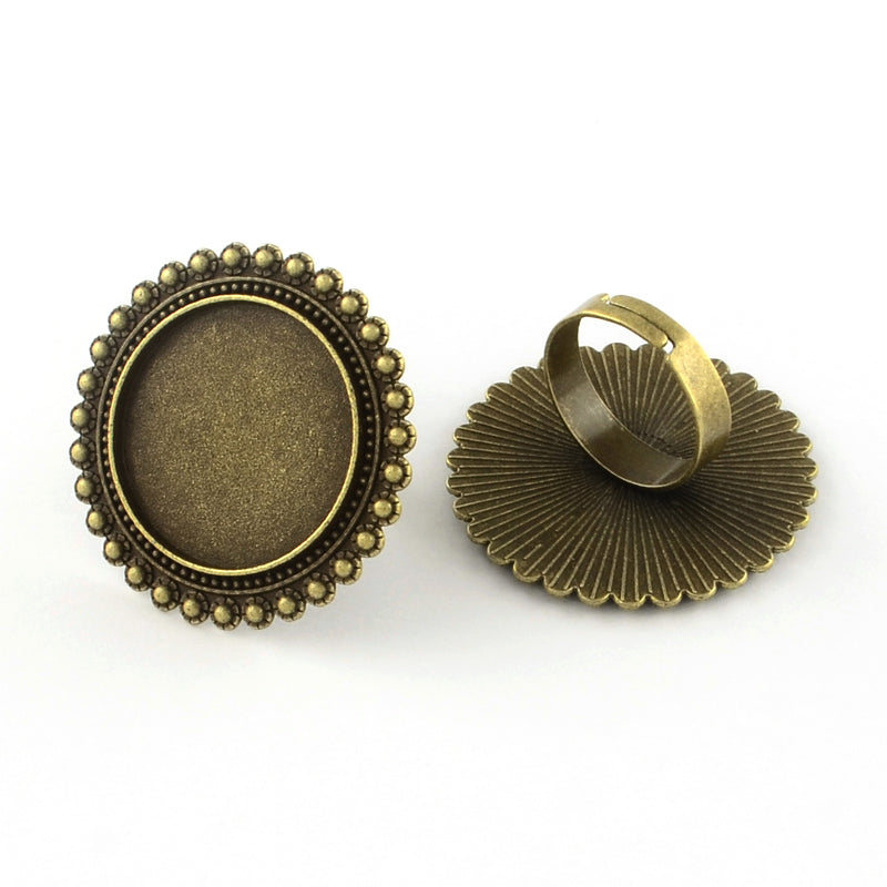 Ringschiene rund innen 25 mm, Antikmessing, Bordenrand Punkte Modellierkessel