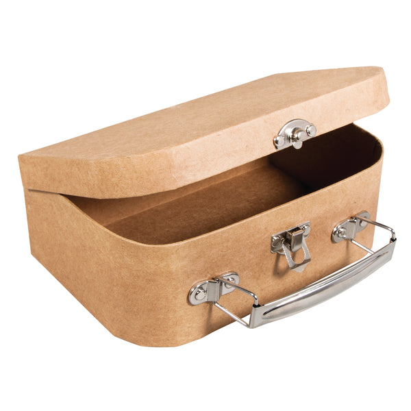 Pappmaché Koffer 100%FSC Recycled mit Metall-Griff braun 18x12x6,5cm