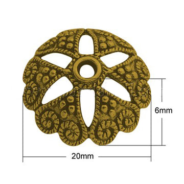 Metall Perlkappe Herzprägung antikgold 20mm 6 Stück/Pkg.