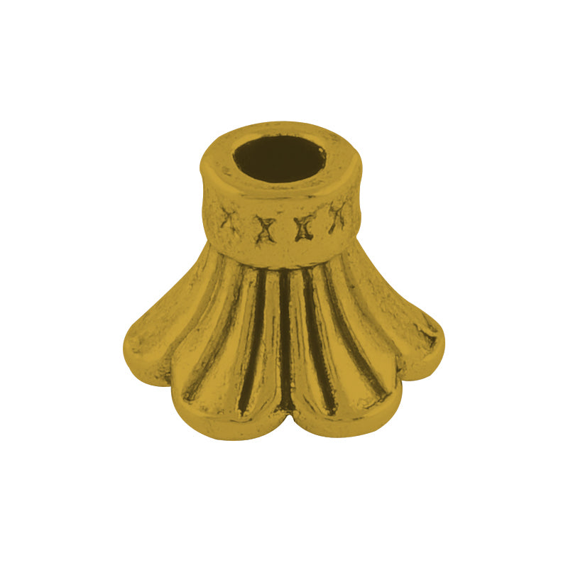 Perlkappe Tulpe antikgold geprägt 10mm 10 Stück