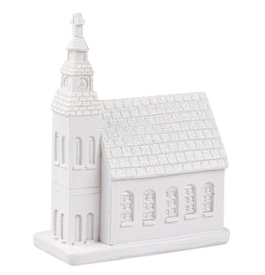 Miniatur Deko Kirche weiß Polyresin 6x8x2,5cm