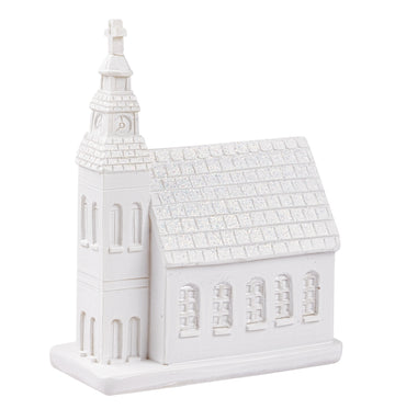 Miniatur Deko Kirche weiß Polyresin 6x8x2,5cm
