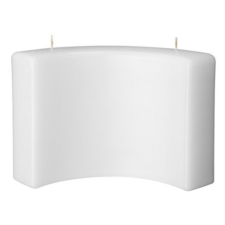 Kerzerohling Bogen weiß mit 2 Dochten 150/240/45 mm