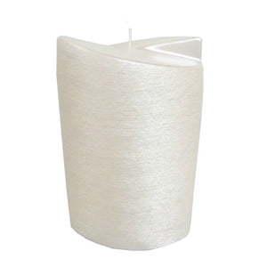 Kerze doppelflügel Ellipse weiß perlmutt gelackt 190/120/70mm