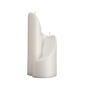 Kerze Yin-Yang perlweiß perlmutt gelackt gebürstet geriffelt 270+170/100+75mm