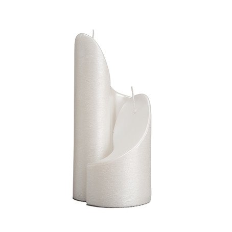 Kerze Yin-Yang perlweiß perlmutt gelackt gebürstet geriffelt 270+170/100+75mm