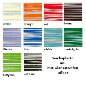 Verzier-Wachsfolie gemustert uni mit hochglänzenden Silberstreifen 20x10cm 1 Stück/Pkg.
