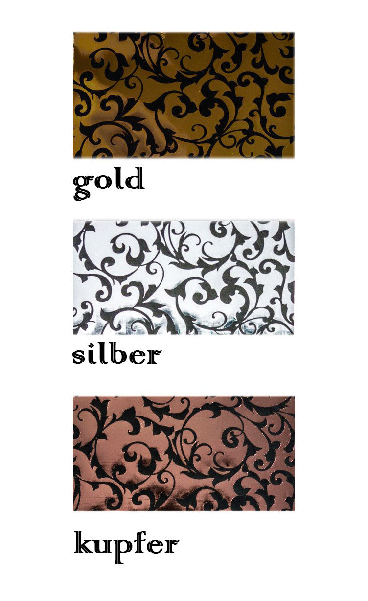 Verzier-Wachsfolie uni hochglänzend Barockschnörkel 20x10cm 1 Stück/Pkg.