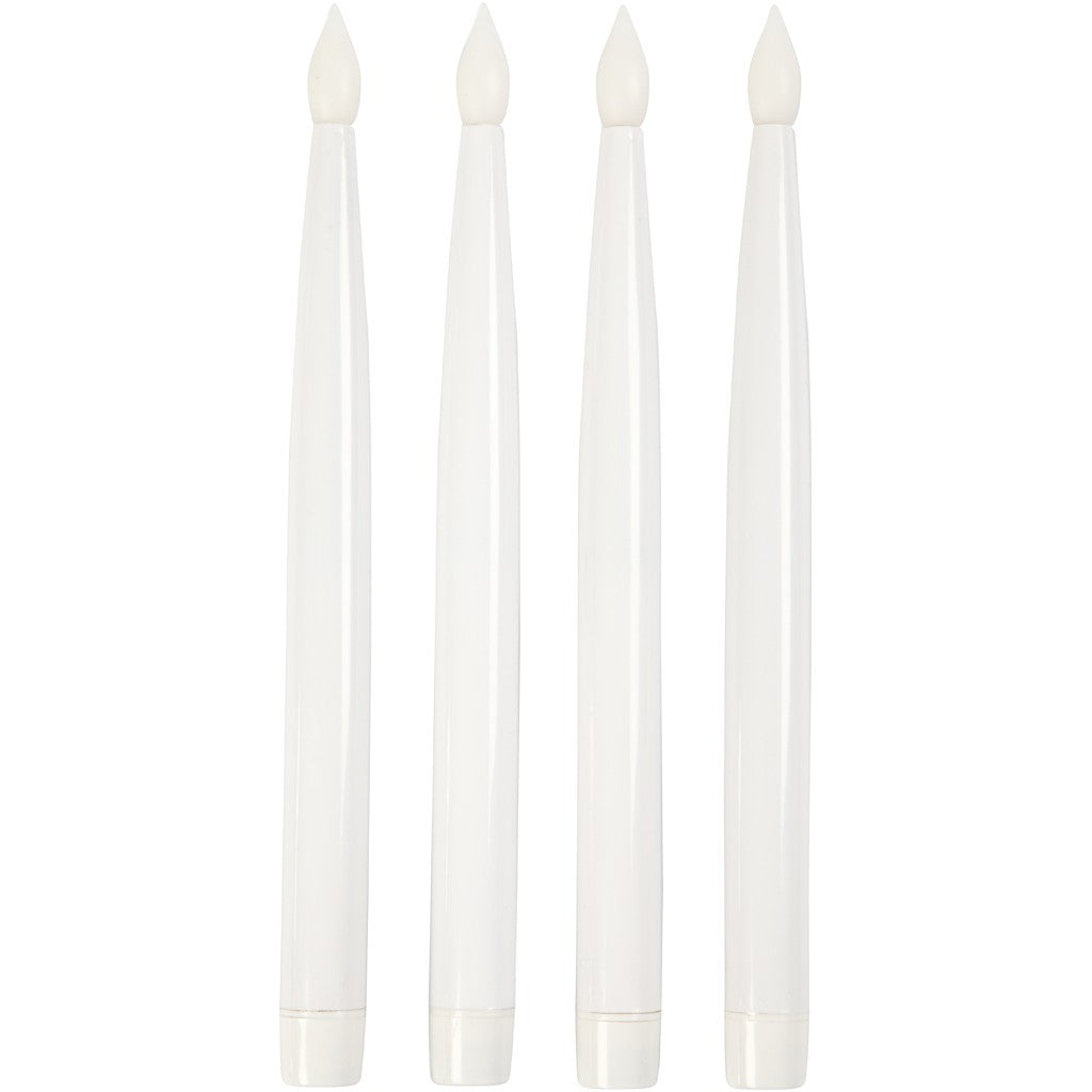 Led-Stabkerzen weiß 27,5x2cm 4 Stück/Set