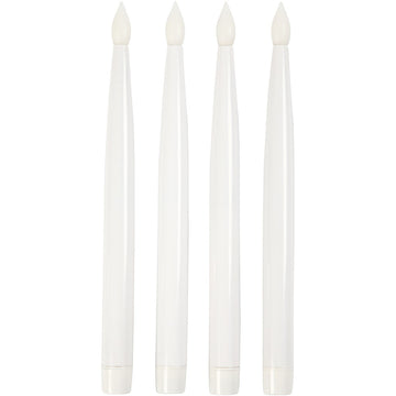 Led-Stabkerzen weiß 27,5x2cm 4 Stück/Set