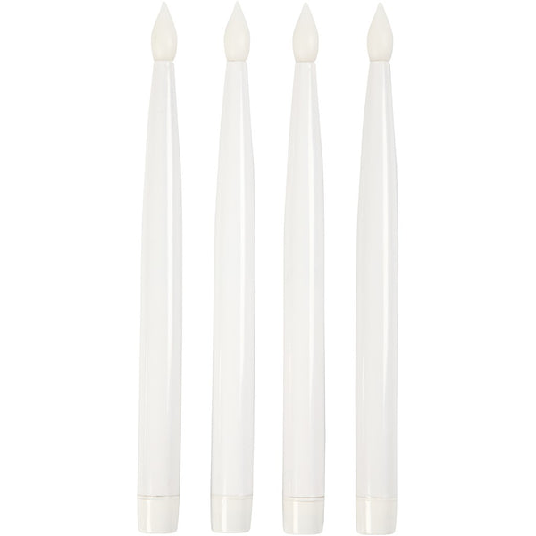 Led-Stabkerzen weiß 27,5x2cm 4 Stück/Set