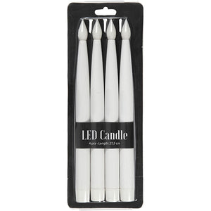 Led-Stabkerzen weiß 27,5x2cm 4 Stück/Set
