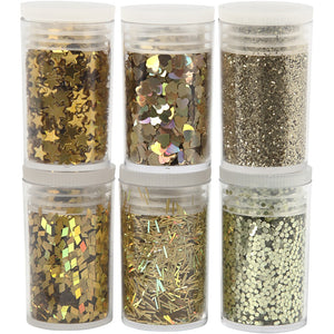 Glittersortiment gold 6 x 5g sortiert