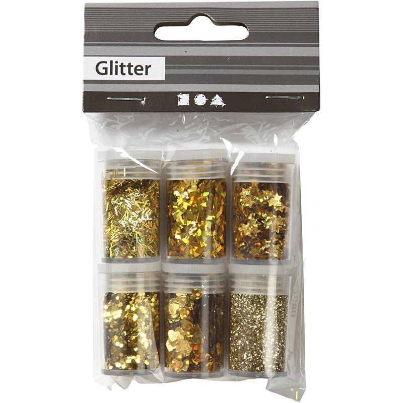 Glitzersortiment Gold, 6 x 5g sortiert