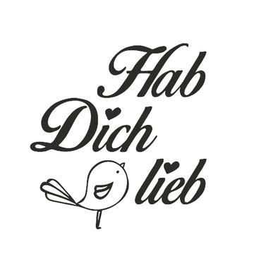 Stempel rund Hab dich lieb- Vogel Kautschukstempel Holzgriff Ø 3,2 cm