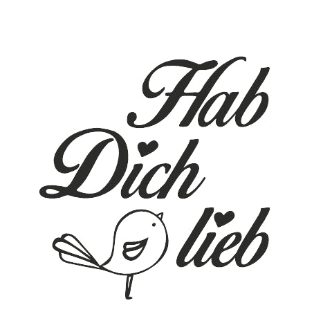 Stempel rund Hab dich lieb- Vogel Kautschukstempel Holzgriff Ø 3,2 cm