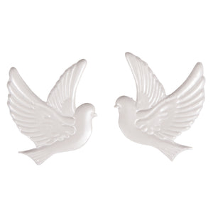 Wachsdekor Taube perlweiß 2,2x2,7cm 1 Paar
