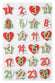 Mini- Holzzahlen Adventkalender Zahlen Stern Baum Herz weiß rot grün 25mm