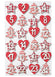 Mini- Holzzahlen Set Adventskalender Zahlen Adventszahlen Stern Baum Herz 35mm weiß rot Stoffdesign