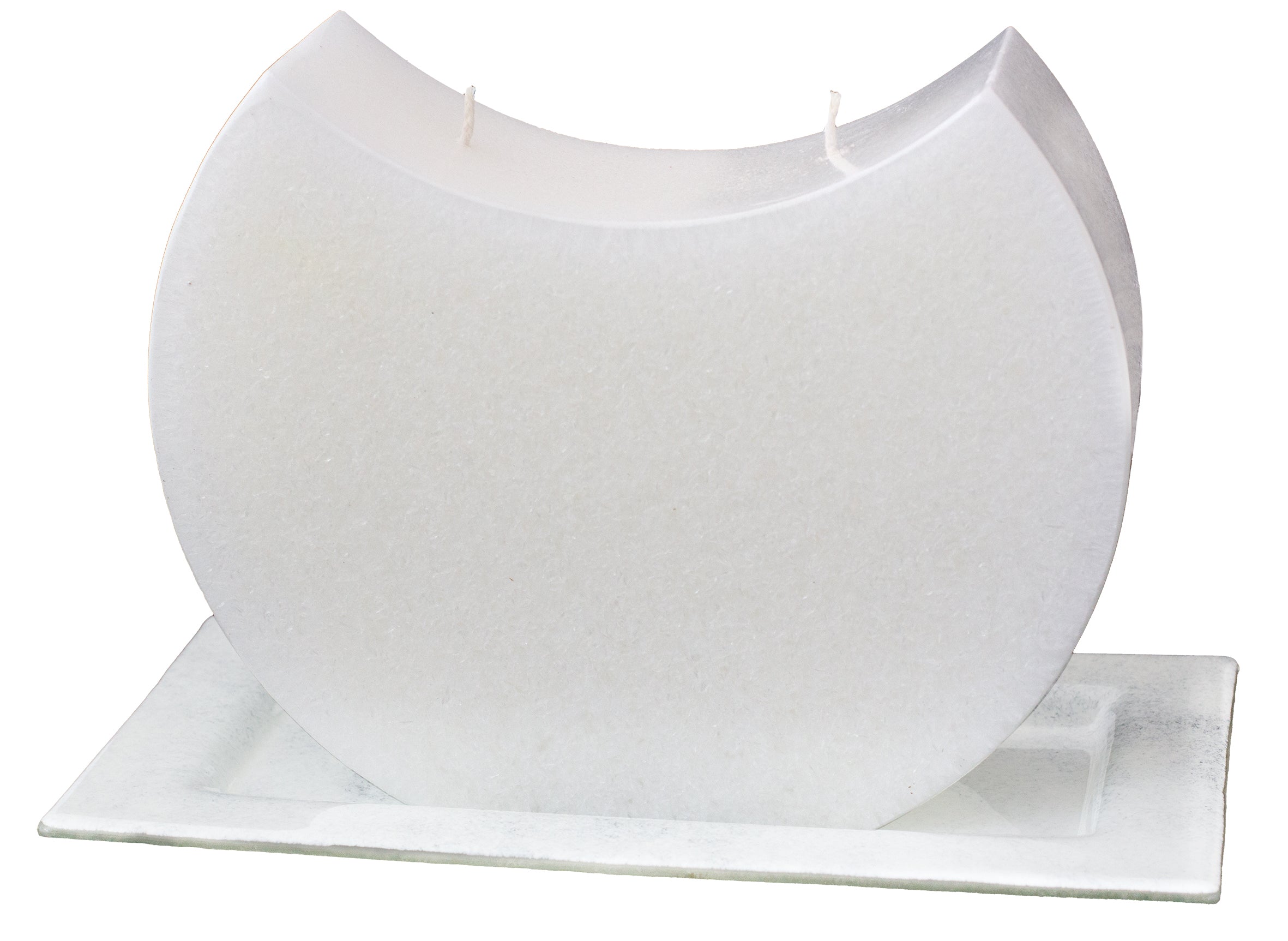 Stearinkerze Zweiklang oval gebogen weiß massiv 2 Dochte 200x70x200mm