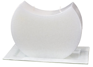 Stearinkerze Zweiklang oval gebogen weiß massiv 2 Dochte 200x70x200mm