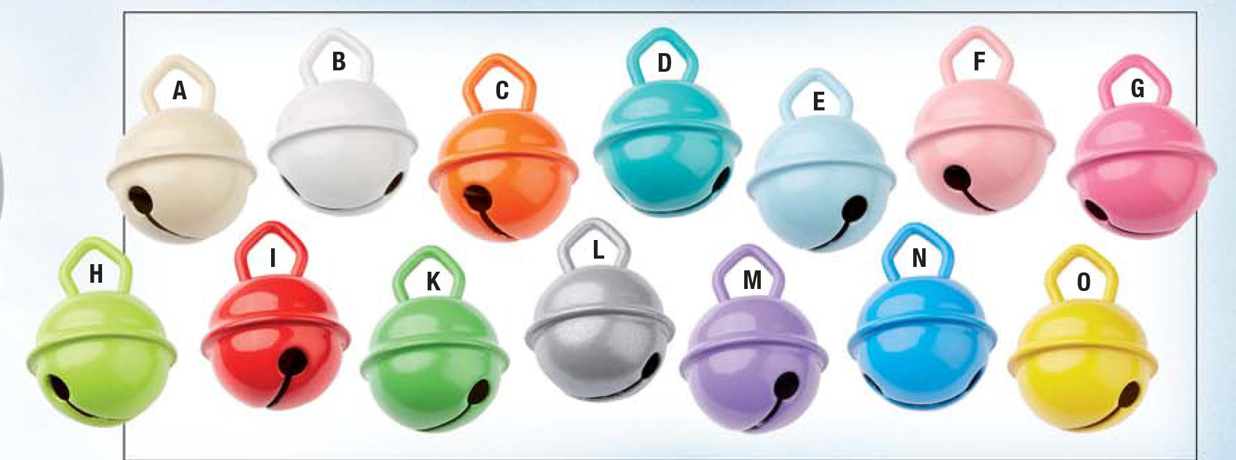 Schnulliketten-Glöckchen 13 verschiedene Farben 15mm 2 Stück / Beutel