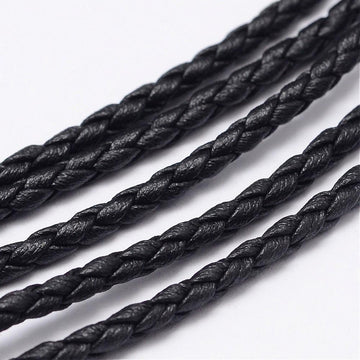 Kunstlederband geflochten schwarz 3mm per Laufmeter