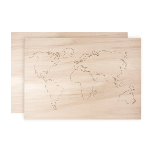 Holz -Weltkarte mit Rückwand Wandbild FSC 100% 42x29,7x0,4cm